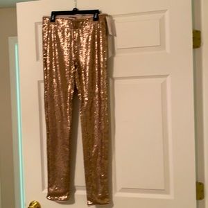 Pink Lily Gold sequin Skinny Jegging